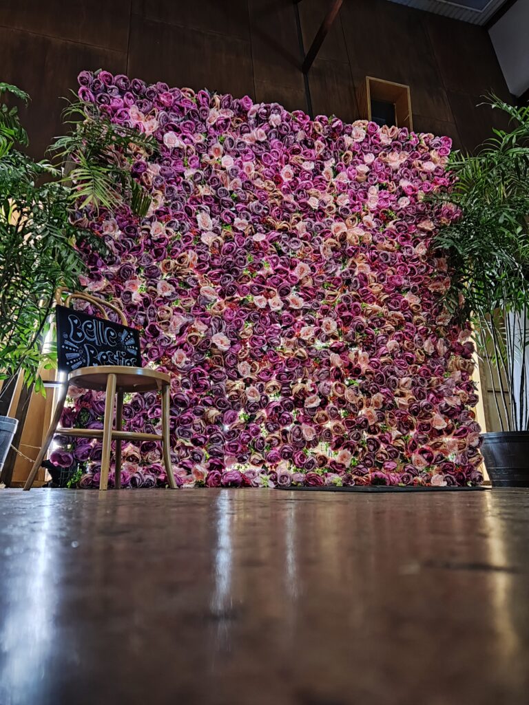 purple flower wall hire Brisbane